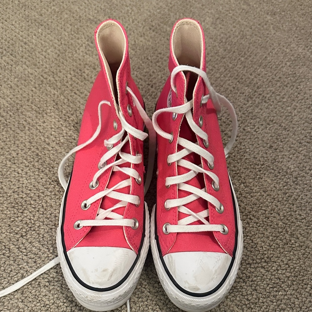Converse Pink High-Top Sneakers with White Accents